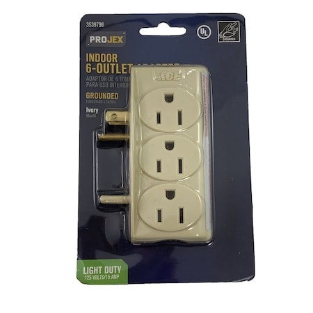 Projex Plug Adapter, Outlet Tap, 6 Outlet(s) White FA-118/11PRJ